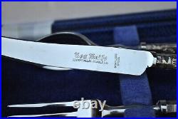 Harrison Bros trio knife, fork and spoon sterling silver cased christening set
