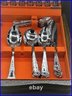 Heavy Vintage Kings Pattern 6 Place Setting And Extras Stainless Steel 68 Pieces