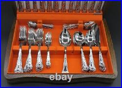 Heavy Vintage Kings Pattern 6 Place Setting And Extras Stainless Steel 68 Pieces