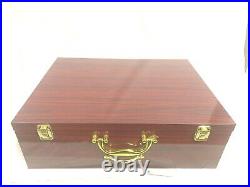 High Quality 72pc Stainless Steel Cutlery & Servers in Shiny Wooden Cary Case