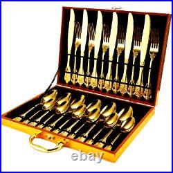 IMKRC Stainless Steel 24 Piece Cutlery Sets Dishwasher Safe Knife Fork Spoon