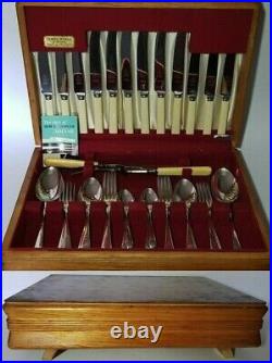 James Ryals Silver Plated Resin Faux Bone Canteen Of Cutlery Retro Teak Case