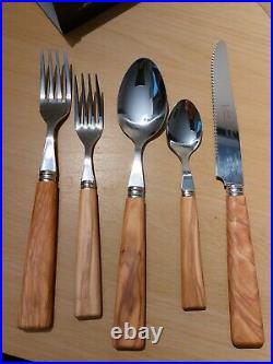 Jean Dubost 20 Piece Cutlery Set with Olive wood handles