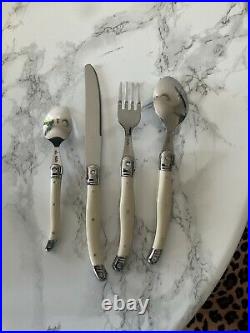 LAGUIOLE Designer Cutlery Set 24 Piece Full Stainless Steel Ivory/Cream