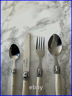 LAGUIOLE Designer Cutlery Set 24 Piece Full Stainless Steel Ivory/Cream, NEW