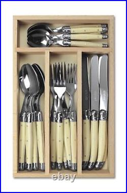 Laguiole 24 Piece Cutlery Set, Premium Quality Cutlery Set in Wooden Tray, Ivory