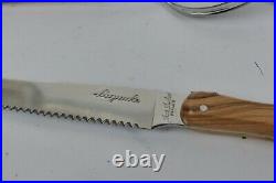 Laguiole Cutlery Set, Olive Wood 18 Piece/6 Place Settings one knife missing