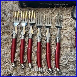 Laguiole Heritage 24 Piece Cutlery Set, Red One Missing & Box Damaged