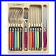 Laguiole Knife and Fork Set, 12 Piece in Wooden Display Box, Multi Colour