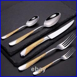 Luxury Gold and Silver Cutlery Set 30 pcs, 18/10 Stainless Steel Alloy Flatware