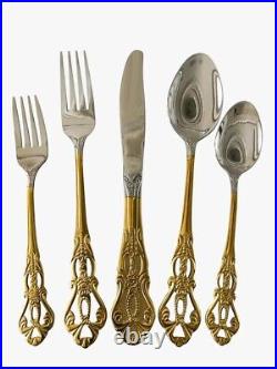 Luxury Silver and Gold Cutlery Set 30 pcs, 18/10 Stainless Steel Alloy Flatware