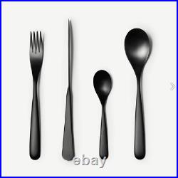 MADE.com Nelius 16 Piece Stainless Steel Dinner Table Cutlery Set Matte Black