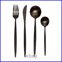 Matte Black Retro Cutlery Set 16 Piece Stainless Steel Dining Fork Knife Spoon