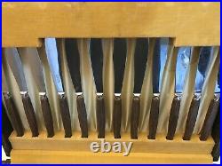 Mid-century Ashberry Staybrite Faux Wooden Handled Cutlery Set 44 Pieces