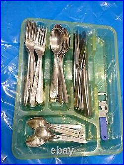 Mixed Set Home Dining Kit Kitchen Steel Tableware Hard-wearing Cutlery + Tray