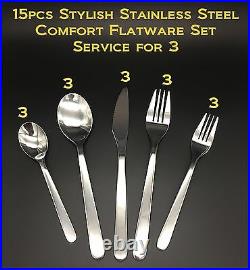 Modern, Stylish & Classic Stainless Steel Flatware Set Settings 1-10 Optional