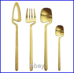 Modern stainless steel gold plated cutlery set 24 pieces birthday/wedding gift