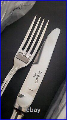 NEW Christofle Cutlery Stainless Steel Albi Acier Dinner Fork & Knife 24 Set