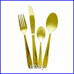 New Gold Plated Kitchen Pro Cutlery Set Stainless Steel 16 24 Pieces s1