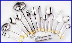 New Greek 72pc Gold Cutlery Set 18/10 Stainless Steel Table Canteen Gift Xmas
