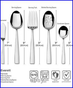 New Mikasa 5276418 Everett 101 Piece 18/10 Stainless Steel Flatware Cutlery Set