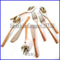 New Pure Copper Stainless Steel Flatware Silverware 27 Piece Western Cutlery Set