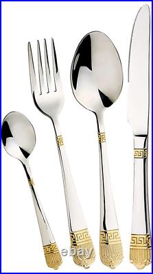 New Zillinger Greek Heavy 72 Piece Gold Cutlery Set Stainless Steel Canteen Gift