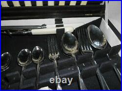 OLD 1930s ELKINGTON & CO WOODEN BOXED CANTEEN CUTLERY 6 SETTING EXCELLENT