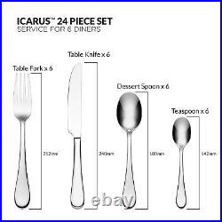 Oneida Icarus Cutlery Stainless Steel Dishwasher Safe Rustproof Set Pack of 24