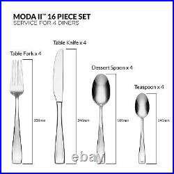 Oneida Moda II 16 Piece Culterly Set, Stainless Steel, Rust Resistant