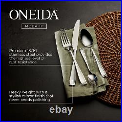 Oneida Moda II Cutlery Stainless Steel Dishwasher Safe Rustproof Set 16 Pack