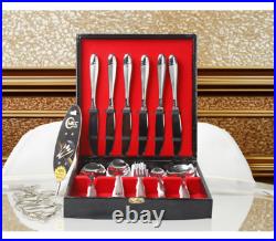 Premium 29-Pc Stainless Steel Cutlery Set for 6, Wooden Gift Box, High-Quality
