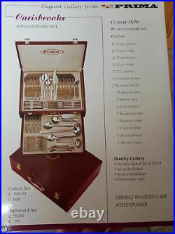 Prima 95pc Waltmann Cuttlery Set In Wooden Case! Stainless Steel & Gold Plated