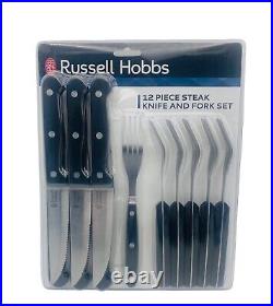 Russell Hobbs DELUXE 12pc Steak Knife and Fork Set Stainless Steel DURABLE