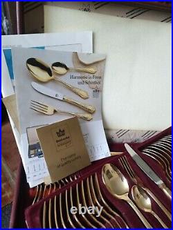 SBS Bestecke Solingen 23/24 Hard Gold Carat Plated 70 Piece Cutlery Set