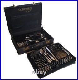 SOLINGEN CUTLERY CANTEEN EDELSTAHL ROSTFREI 18/10 Gold Plated 83 piece 12 PERSON