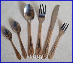SOLINGEN CUTLERY CANTEEN EDELSTAHL ROSTFREI 18/10 Gold Plated 83 piece 12 PERSON