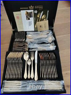 Sbs Bestecke 23/24 Carate Gold Plated 70 Pcs New Cutlery Set In Briefcase