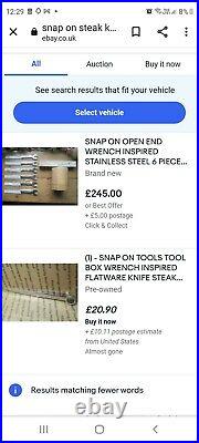 Set of 6 snap on steak cutlery with spanner head handles and branded knife block