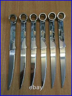 Snap-On Tools Spanner Handle Stainless Steel Steak Knife Set 6 Steak Knives