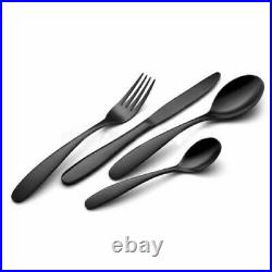Stainless Steel Black Stylish Cutlery Set Modern Dinning Heavy 16 24 Pieces Set
