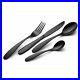 Stainless Steel Black Stylish Cutlery Set Modern Dinning Heavy 16 24 Pieces Set