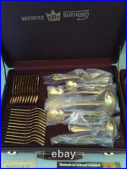 Stunning Bestecke Solingen Full 12 Settings 23/24 Karat Gold Plated Cutlery Set