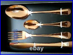 Stylish 16 Piece Rose Copper Cutlery Set Contemporary Kitchen Dining Cutlery Set