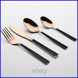 Tower 16pc Stainless Steel Cutlery Set In Black And Rose Gold T859001RB -New