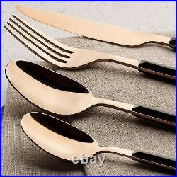 Tower T859007RGB 16 Piece Cutlery Set, Rose Gold and Black, Steel 5 Yr Gurantee