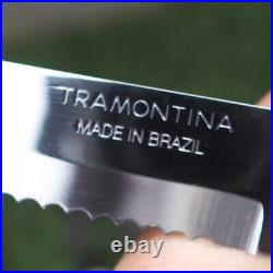 Tramontina Set of 6 Stag Antler Handle Steak Knives Forks & Spoons 18 Piece