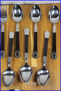 True Vintage 36 PC Cutlery Set WMF Stainless Black 6 Person