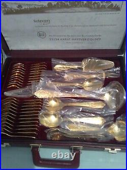 Unused Solingen Gold Plated Canteen Cutlery 12 Settings