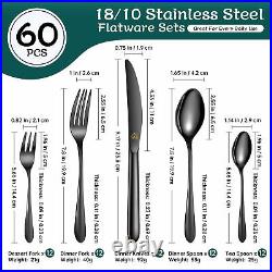 Vancasso Cutlery Set Silverware Flatware Set Knife and Fork Sets Black/Gold ect